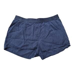 BCBGMAXAZRIA Navy Bryan Blue Pull On Elastic Waist Shorts w. Side Pockets Linen